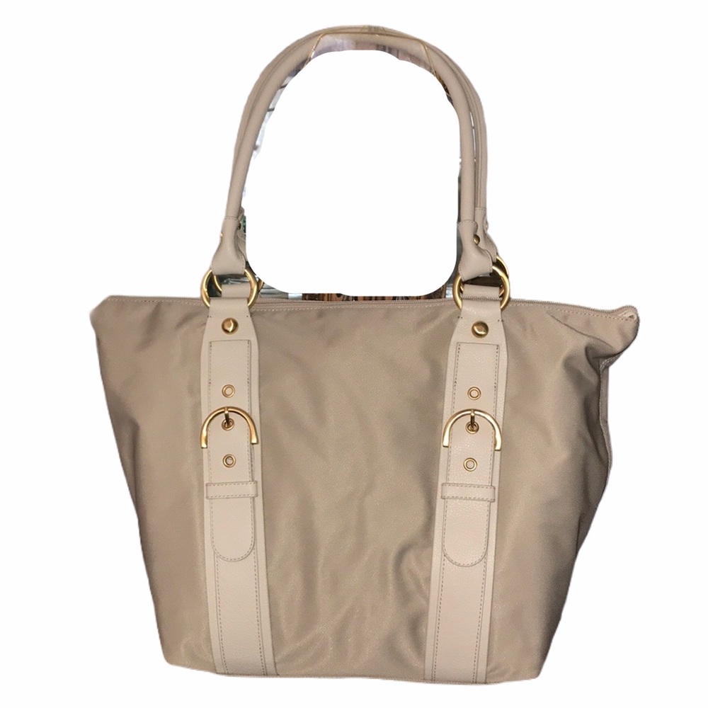 Talbots Extra Large tan canvas tote purse NWT.
